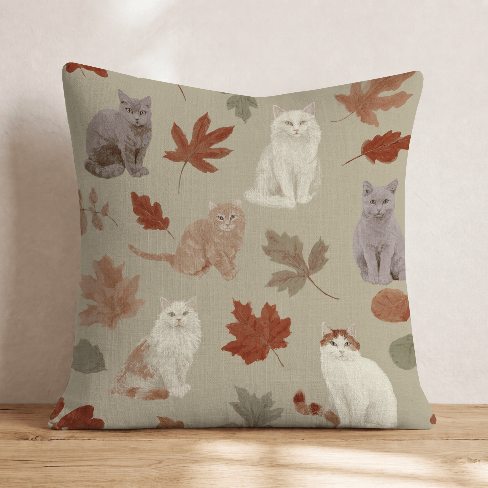 Painterly Autumn Cats Throw Pillow - Hillcroft Home