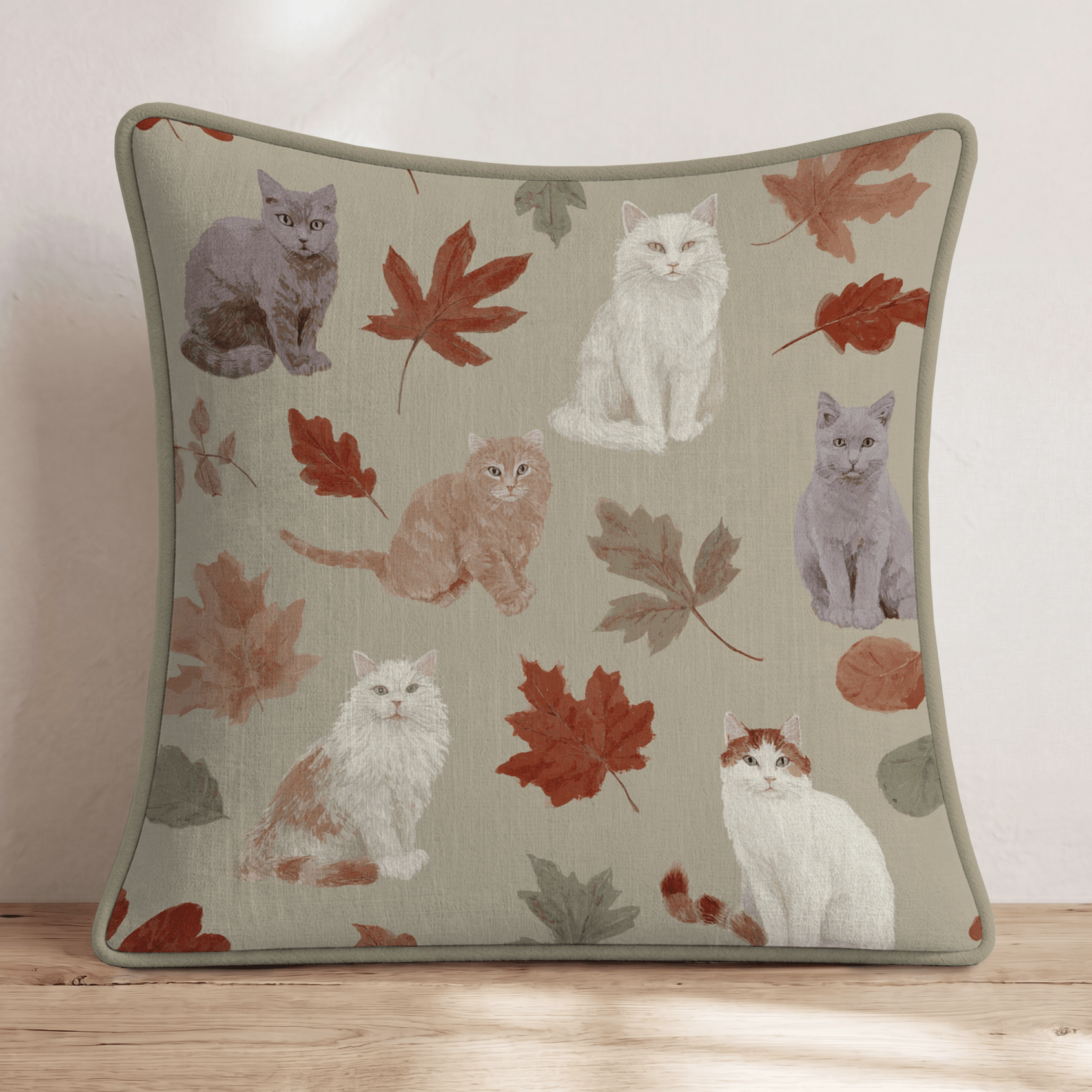 Painterly Autumn Cats Throw Pillow - Hillcroft Home