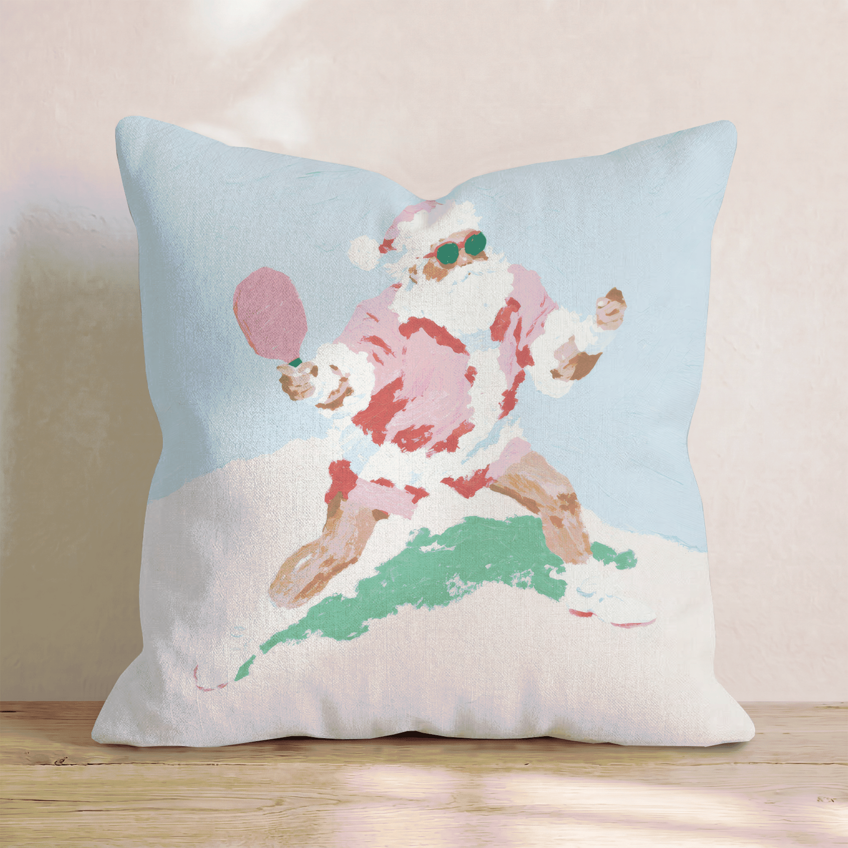 Painterly Pickleball Santa Throw Pillow - Hillcroft Home