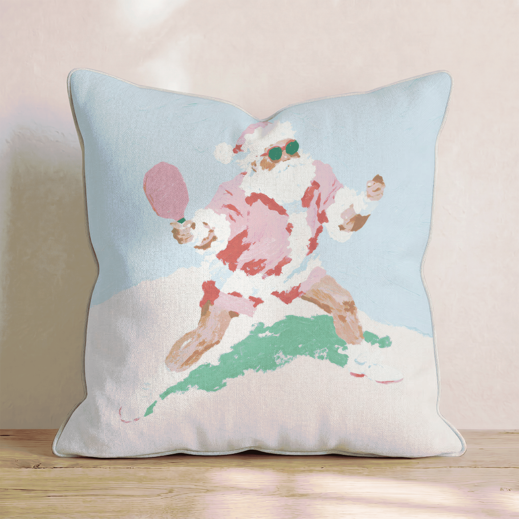 Painterly Pickleball Santa Throw Pillow - Hillcroft Home