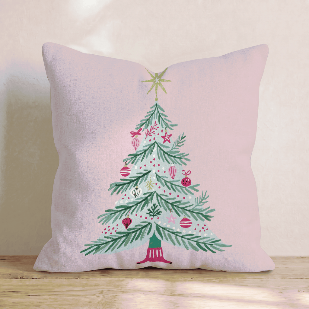 Pale Blush Tree Ornaments Throw Pillow - Hillcroft Home
