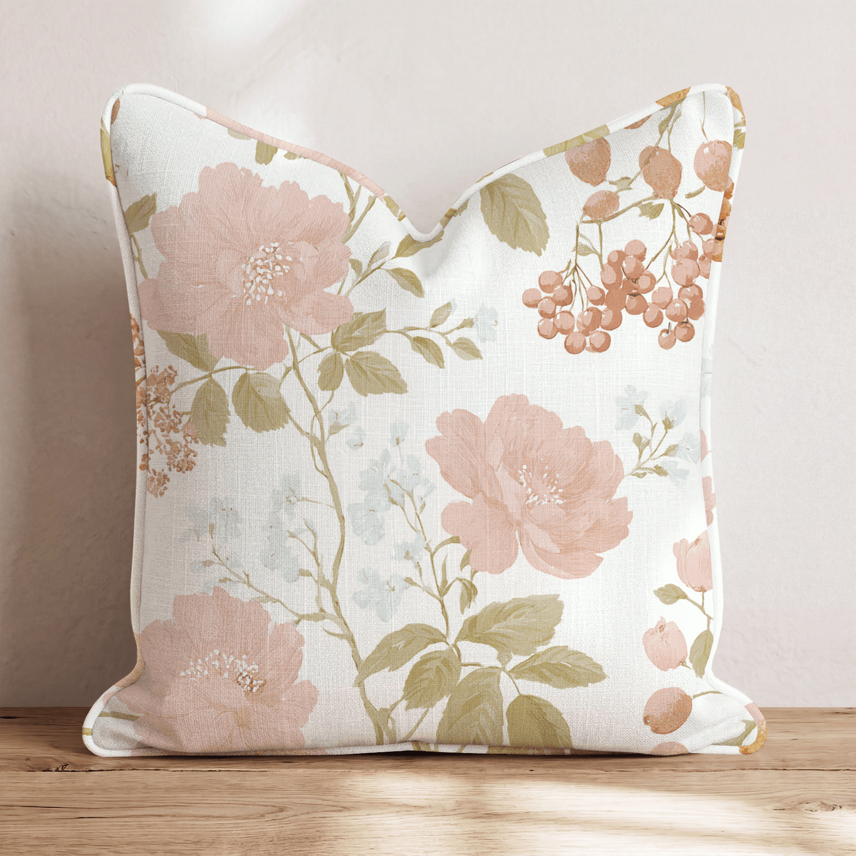 Pale Fall Florals Throw Pillow - Hillcroft Home