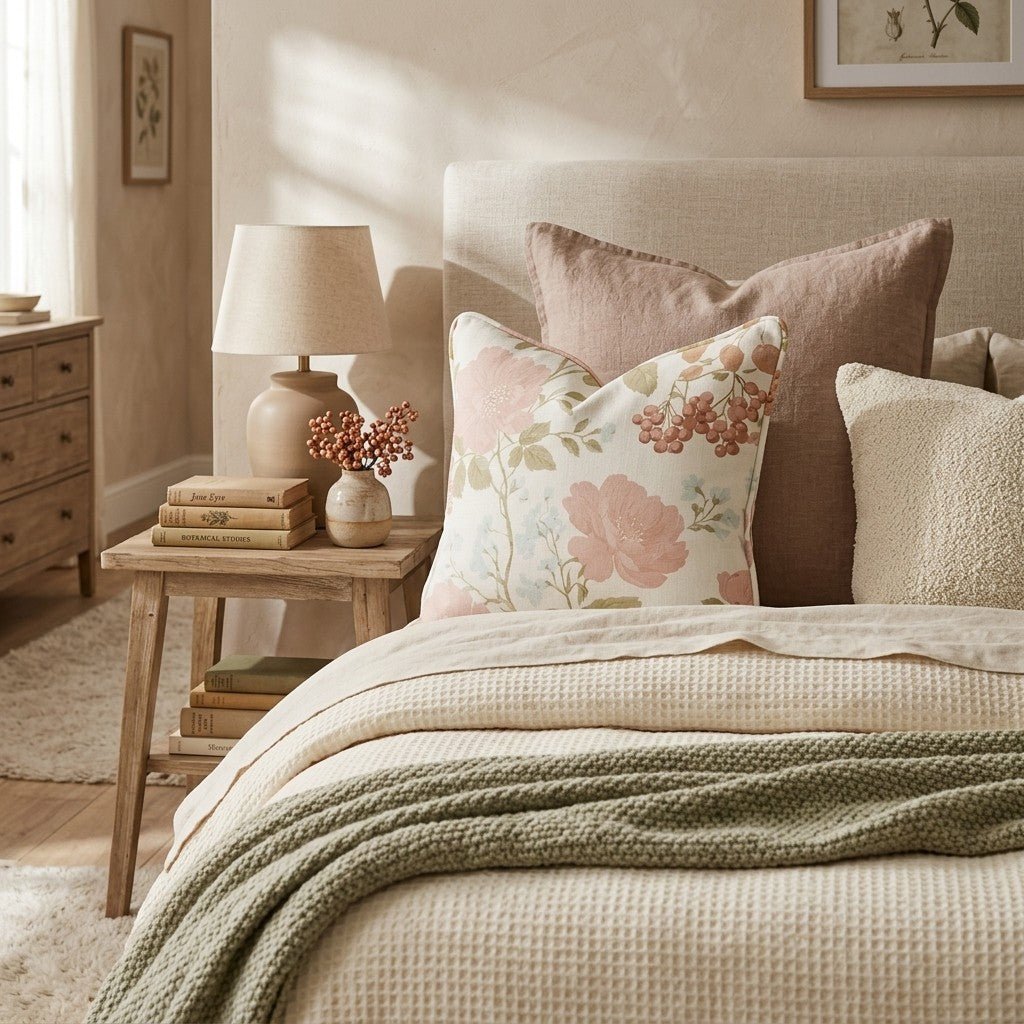 Pale Fall Florals Throw Pillow - Hillcroft Home
