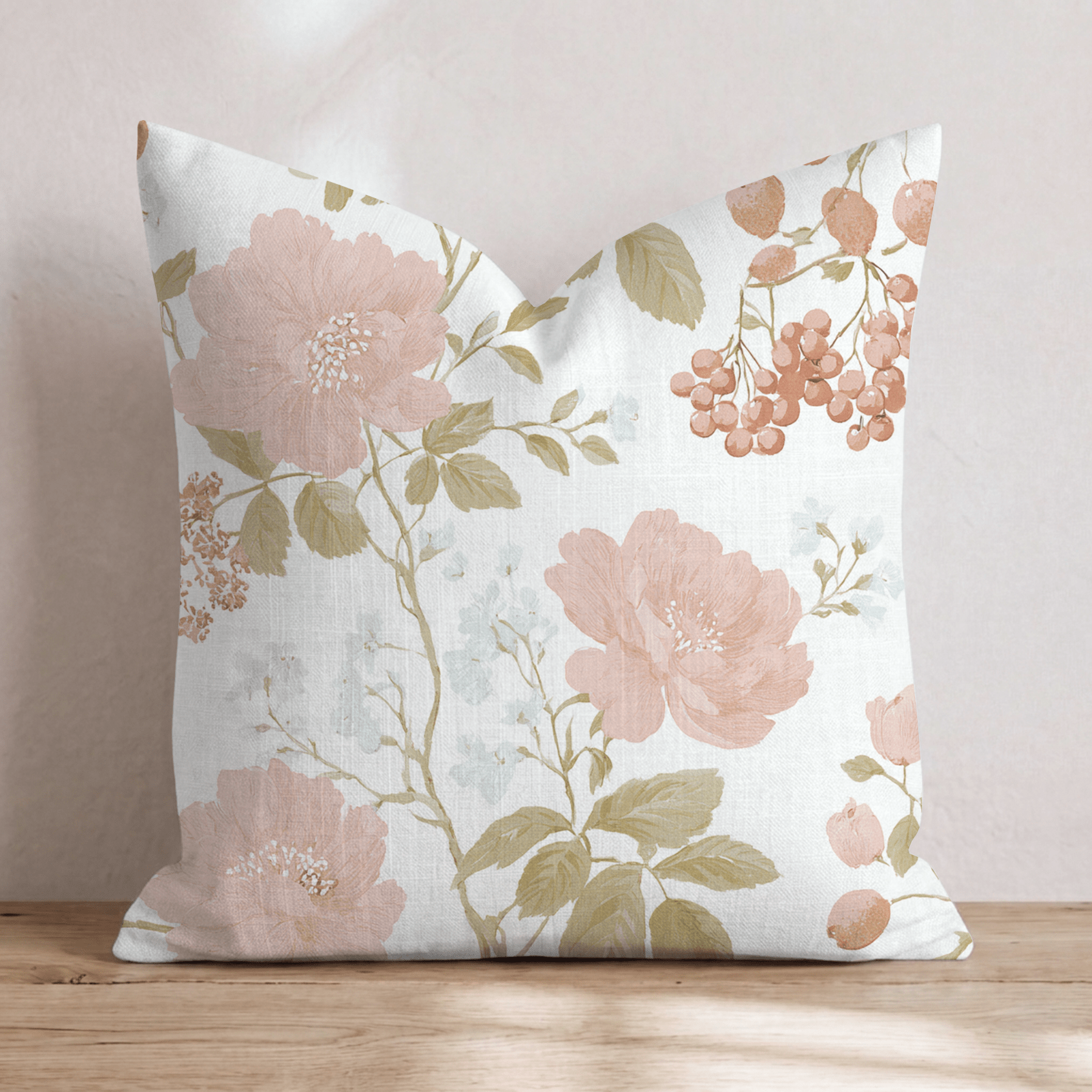 Pale Fall Florals Throw Pillow - Hillcroft Home