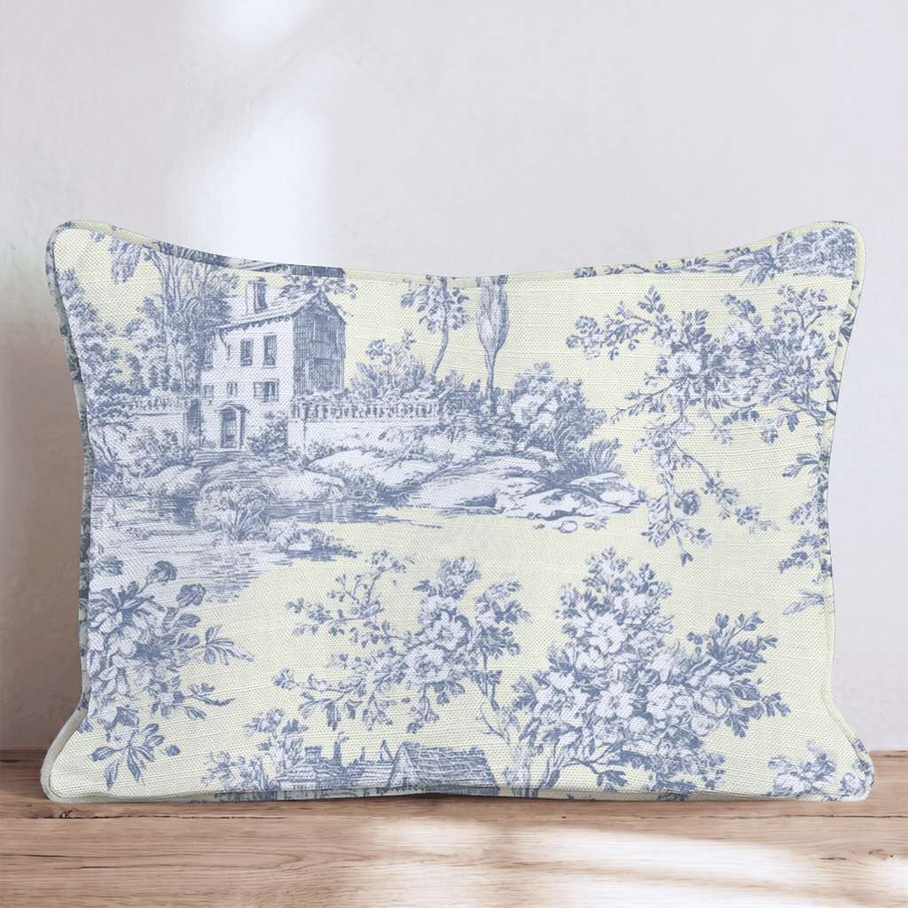 Pale Yellow Toile Throw Pillow - Hillcroft Home