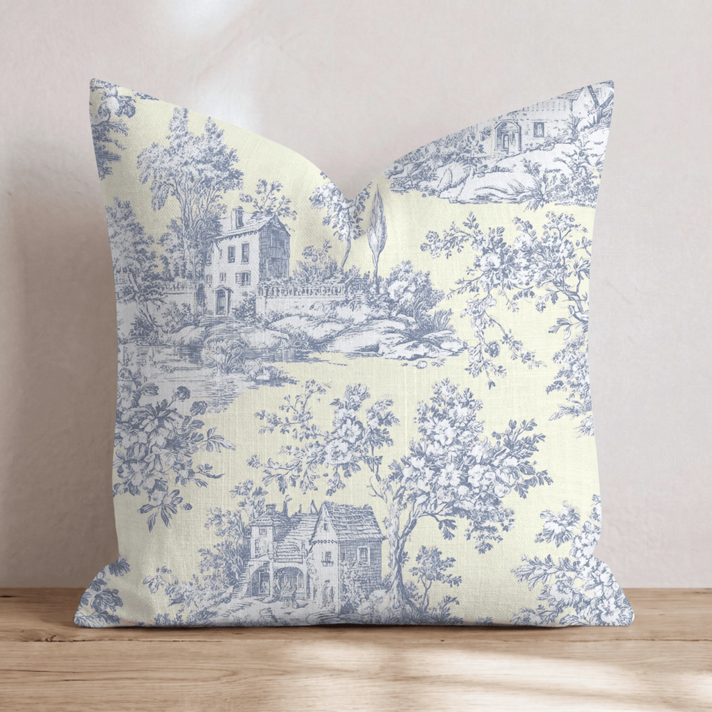 Pale Yellow Toile Throw Pillow - Hillcroft Home