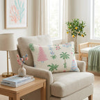 Palm and Pine Preppy Throw Pillow - Hillcroft Home