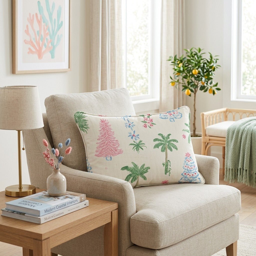 Palm and Pine Preppy Throw Pillow - Hillcroft Home