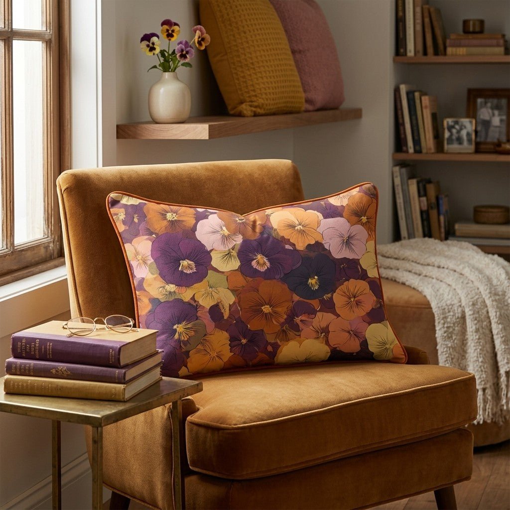 Pansy Patchwork Throw Pillow - Hillcroft Home