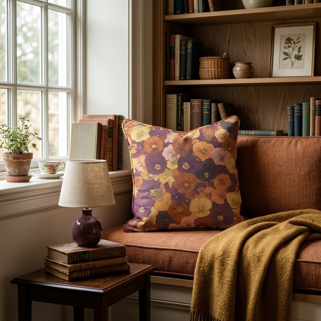 Pansy Patchwork Throw Pillow - Hillcroft Home