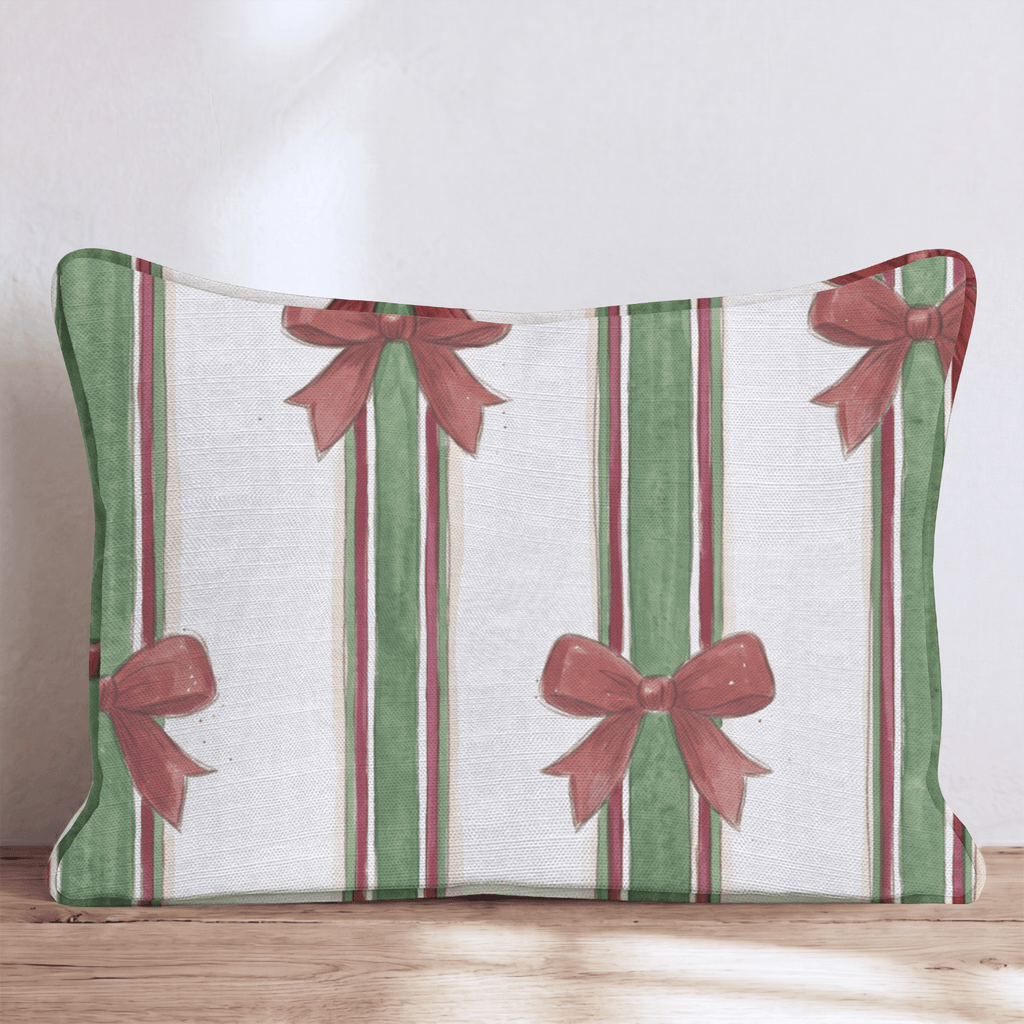 Parcel Bow Stripe Throw Pillow throw pillow - Hillcroft Home