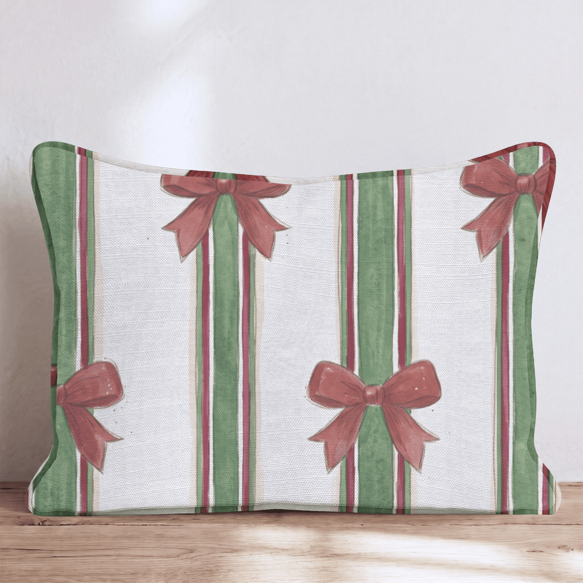 Parcel Bow Stripe Throw Pillow throw pillow - Hillcroft Home
