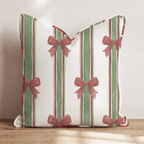 Parcel Bow Stripe Throw Pillow throw pillow - Hillcroft Home