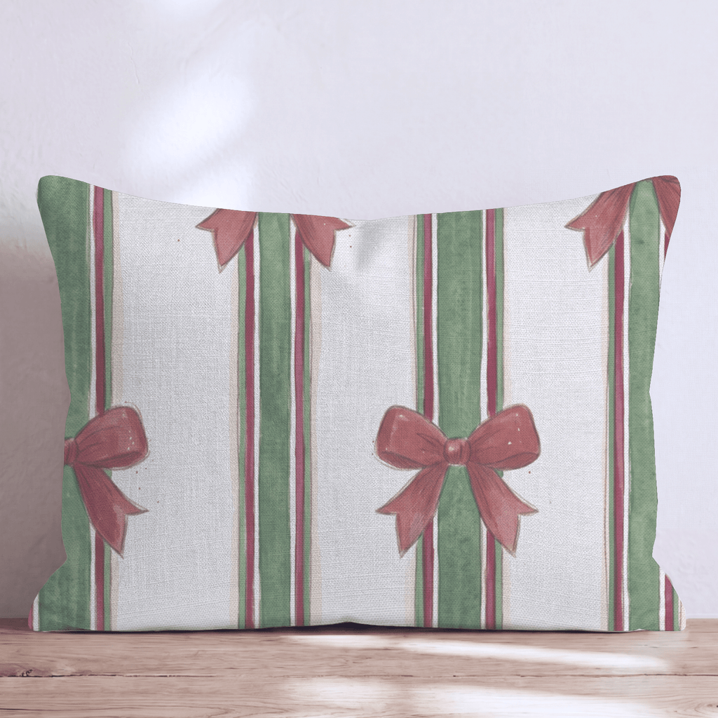 Parcel Bow Stripe Throw Pillow throw pillow - Hillcroft Home
