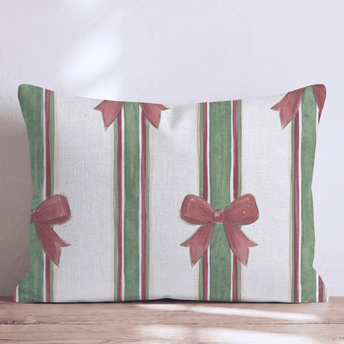 Parcel Bow Stripe Throw Pillow throw pillow - Hillcroft Home