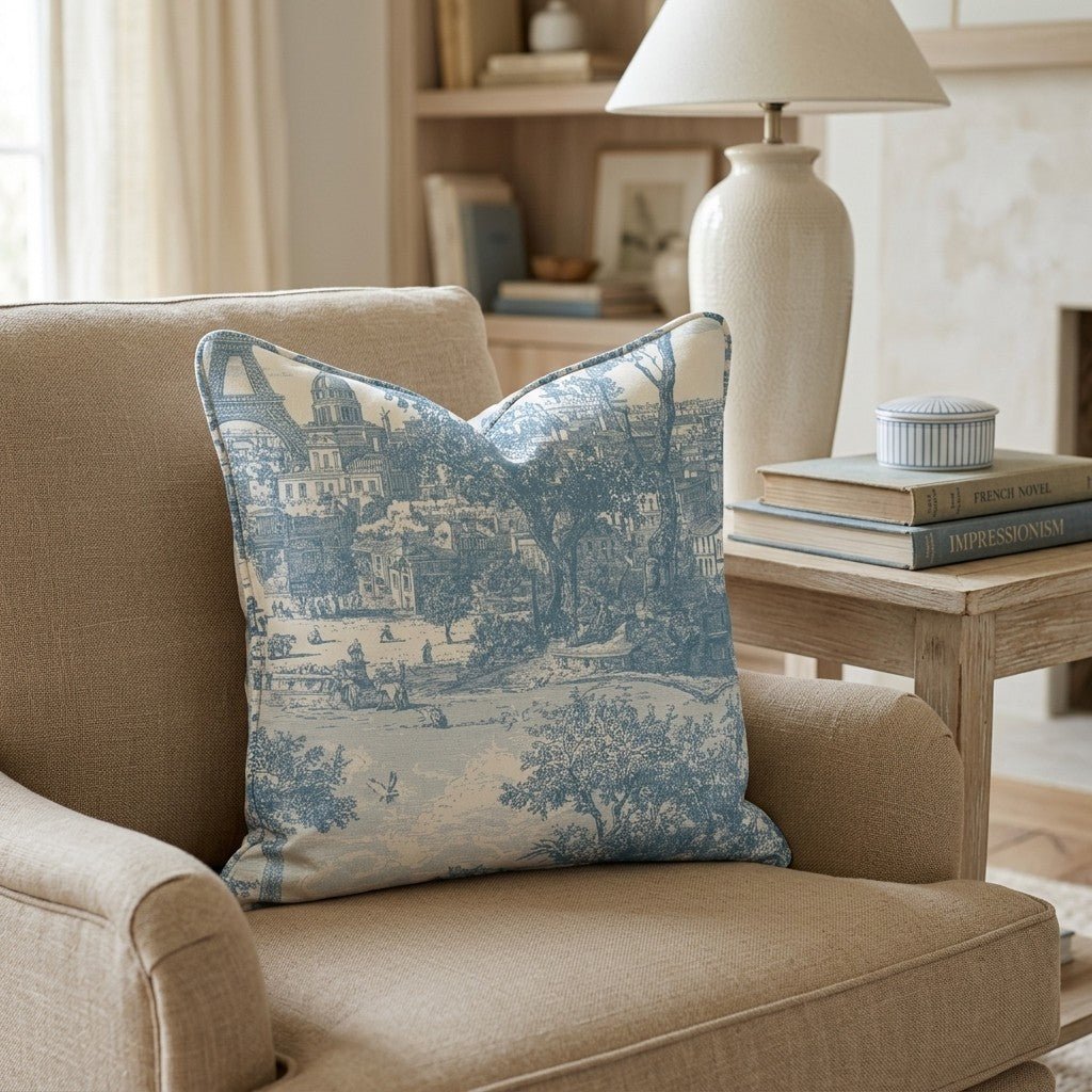 Paris Blue Throw Pillow - Hillcroft Home