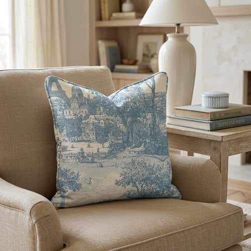 Paris Blue Throw Pillow - Hillcroft Home