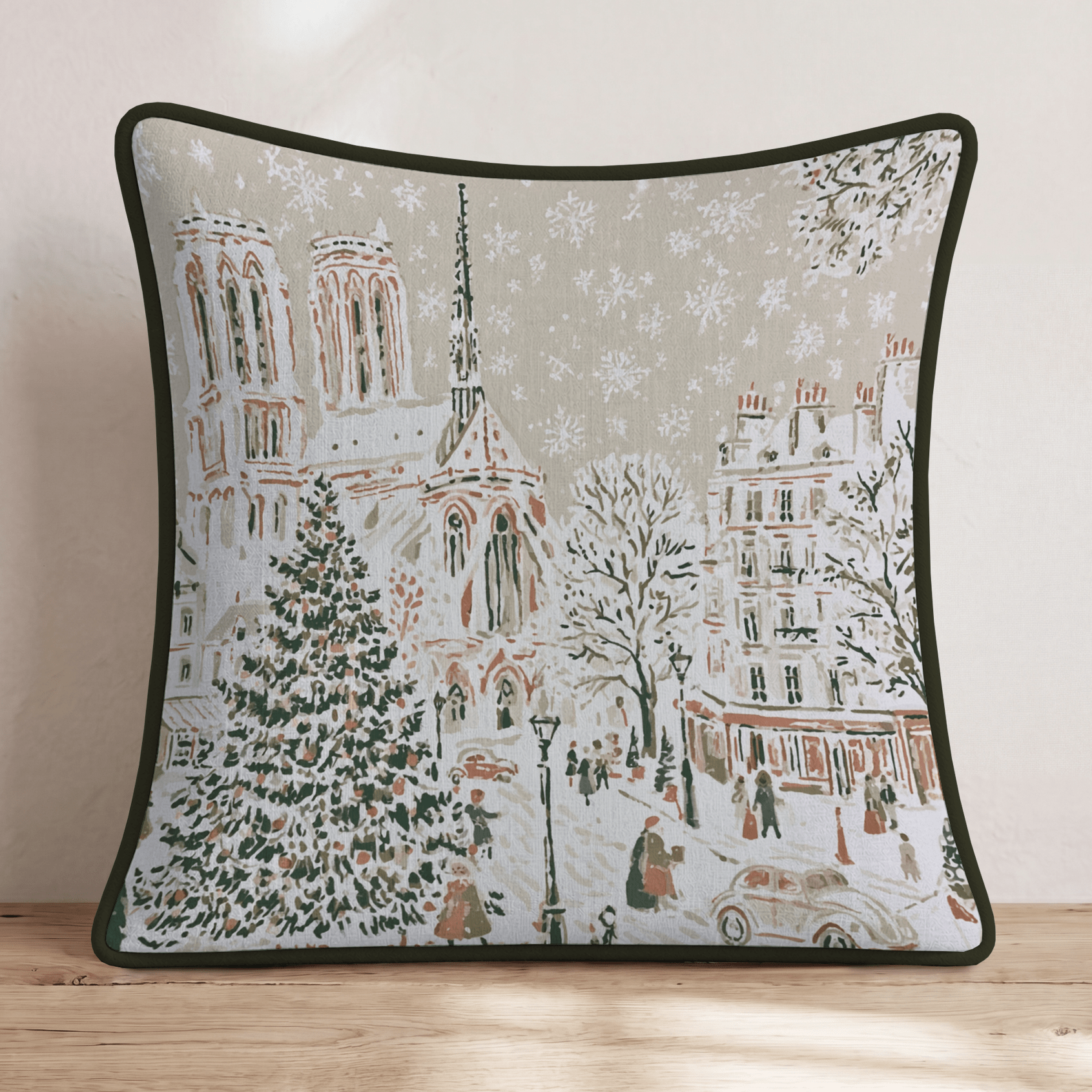 Paris Christmas Night Lights Throw Pillow - Hillcroft Home