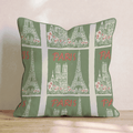 Paris Christmas Stamps Throw Pillow - Hillcroft Home