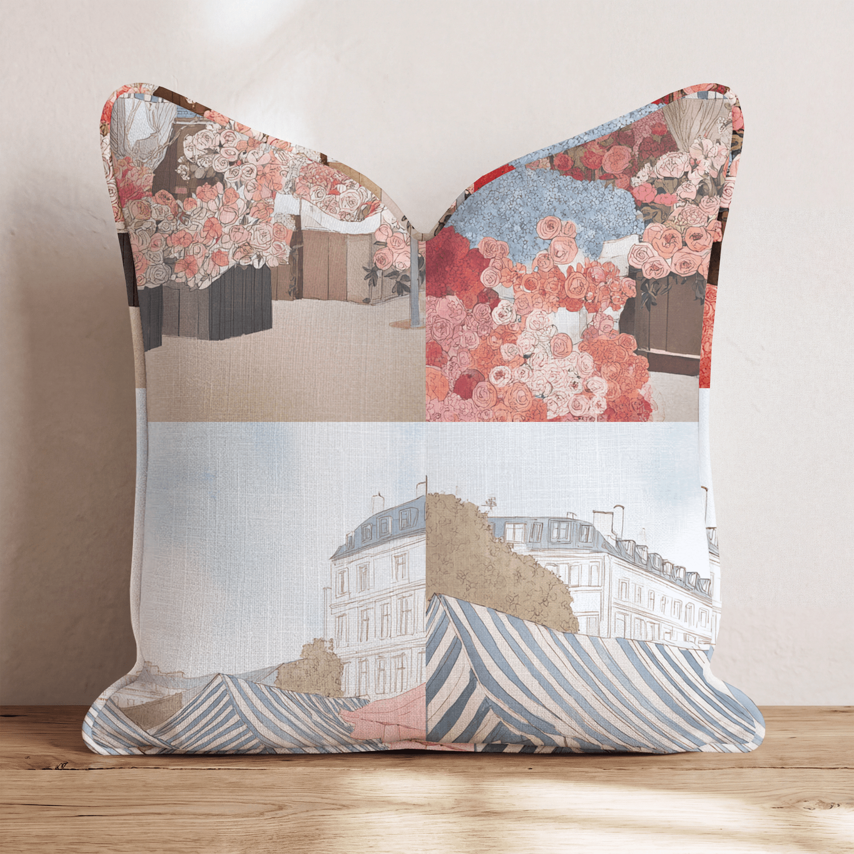 Parisian Fleur Market Throw Pillow - Hillcroft Home