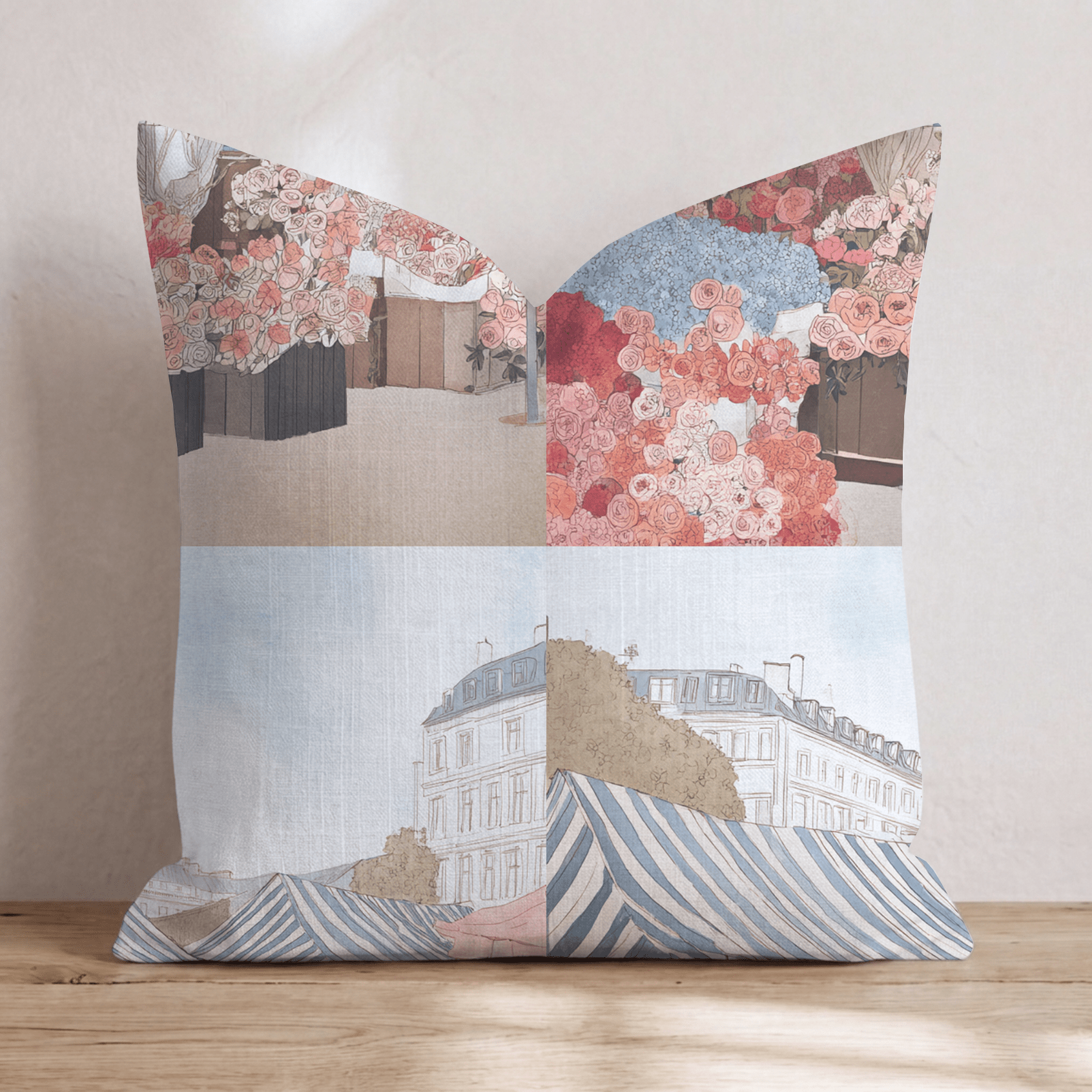 Parisian Fleur Market Throw Pillow - Hillcroft Home