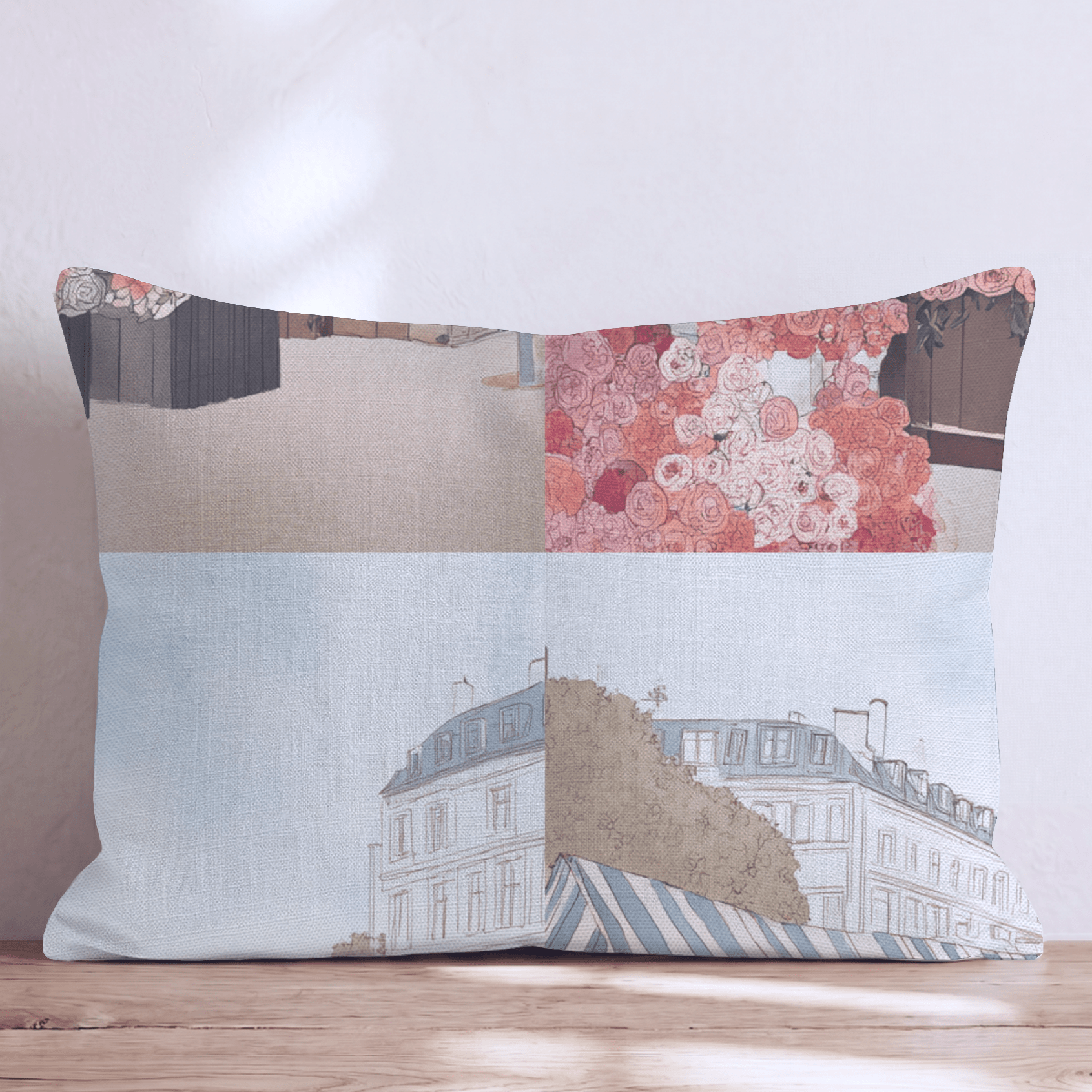 Parisian Fleur Market Throw Pillow - Hillcroft Home
