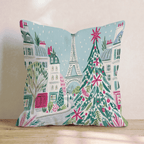 Parisian Rooftop Snowfall Throw Pillow - Hillcroft Home
