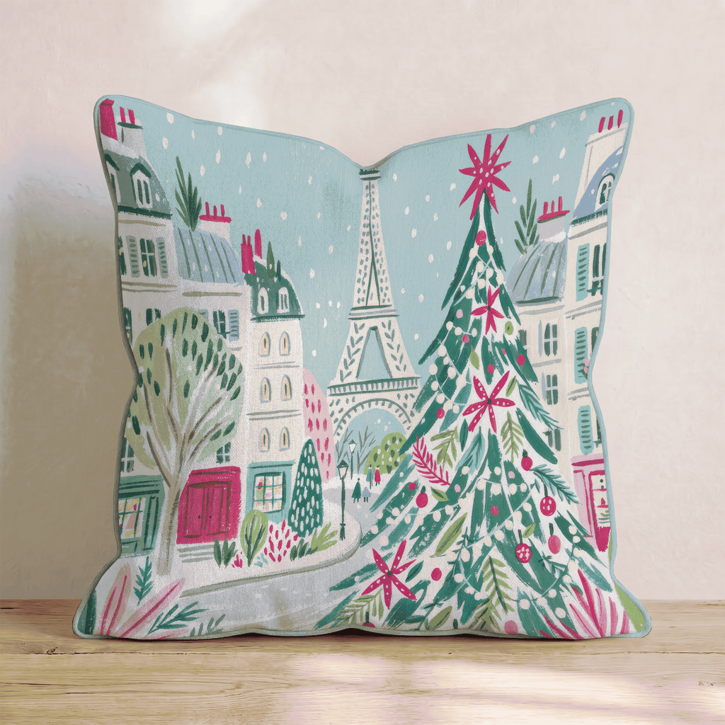 Parisian Rooftop Snowfall Throw Pillow - Hillcroft Home
