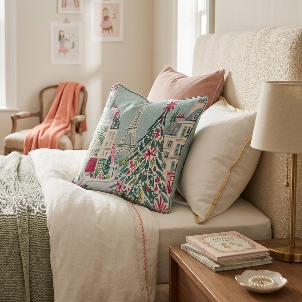 Parisian Rooftop Snowfall Throw Pillow - Hillcroft Home