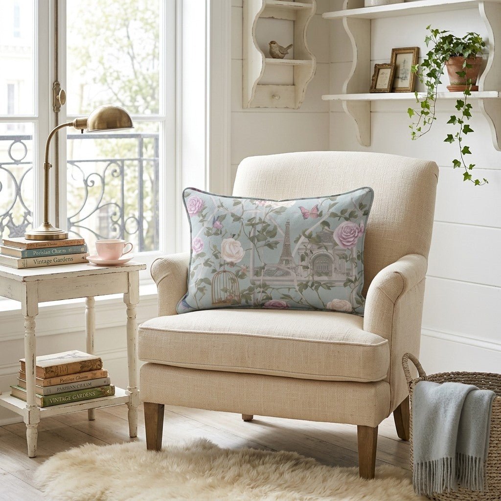 Parisian Rose Trellis Throw Pillow - Hillcroft Home