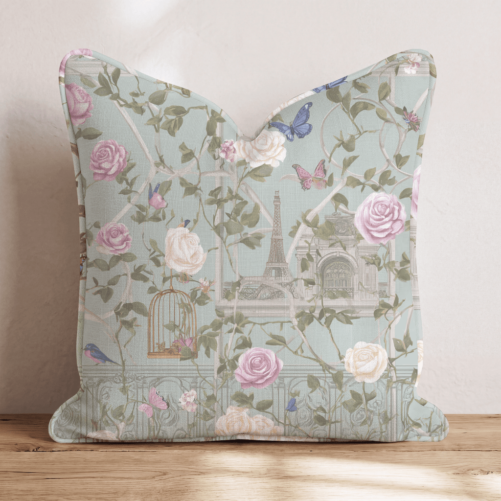 Parisian Rose Trellis Throw Pillow - Hillcroft Home