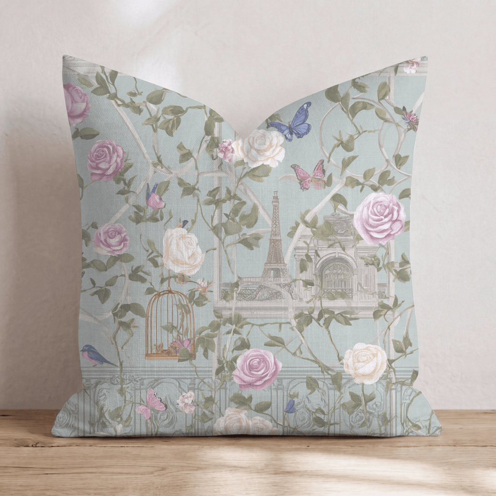 Parisian Rose Trellis Throw Pillow - Hillcroft Home