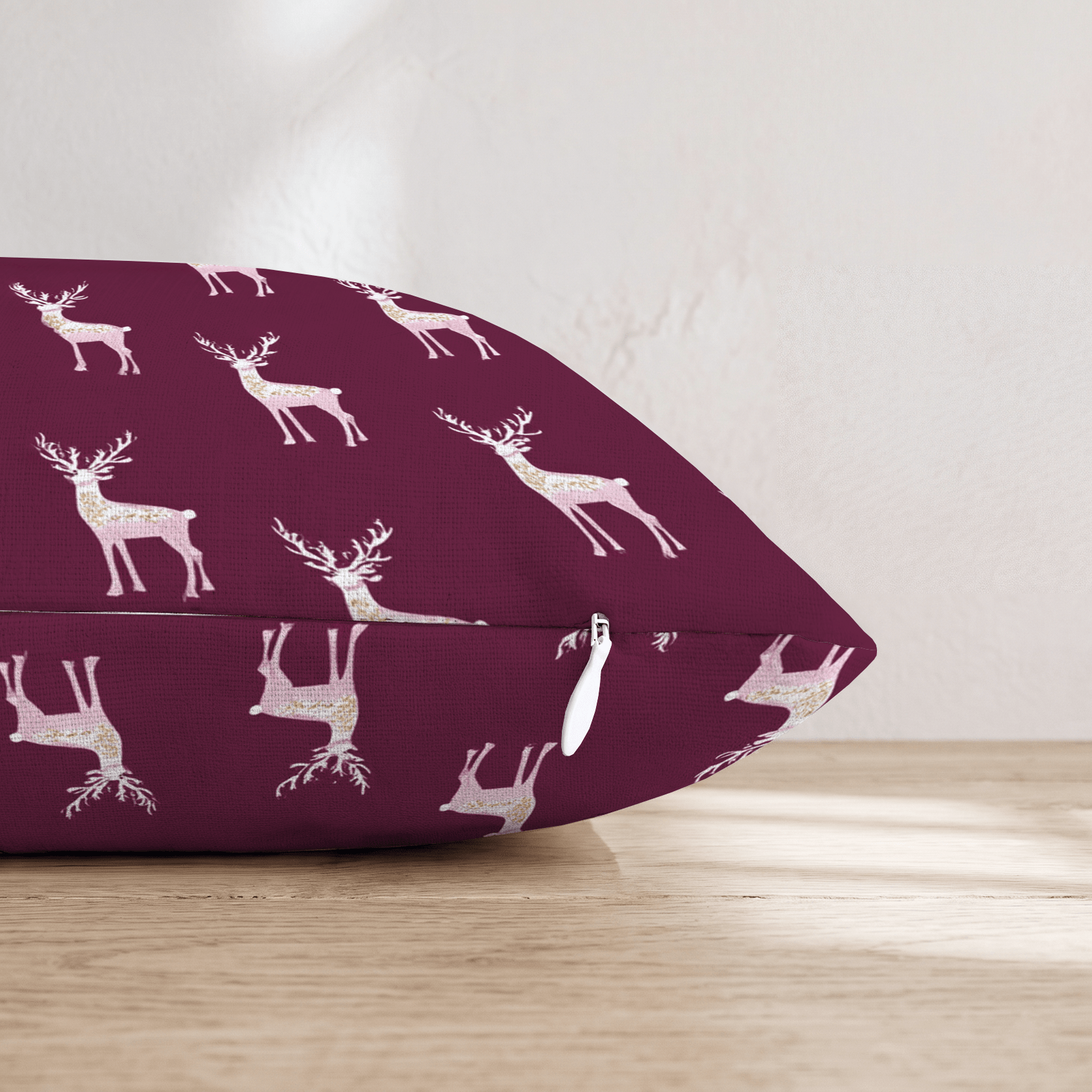 Pastel and Merlot Reindeer Throw Pillow - Hillcroft Home