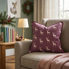 Pastel and Merlot Reindeer Throw Pillow throw pillow - Hillcroft Home