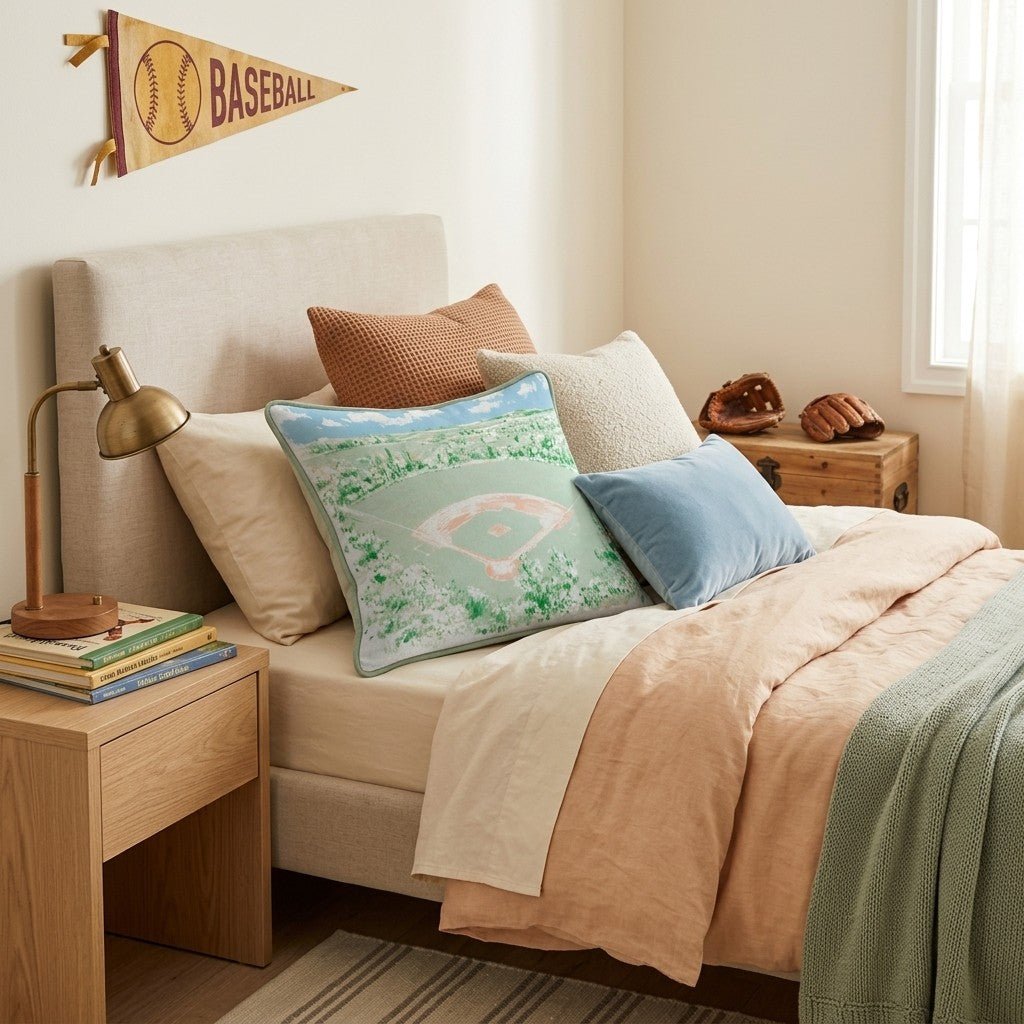 Pastel Baseball Field Throw Pillow - Hillcroft Home