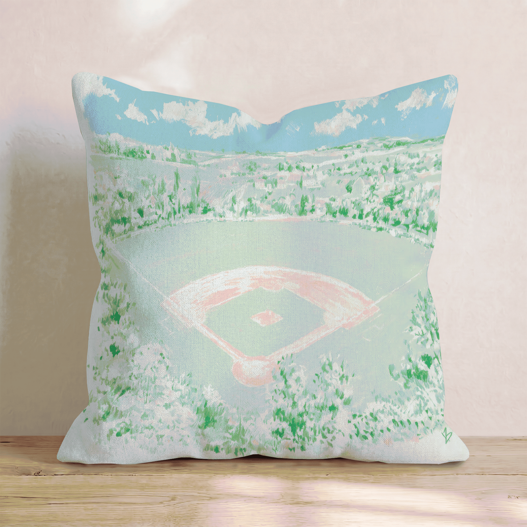 Pastel Baseball Field Throw Pillow - Hillcroft Home