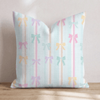 Pastel Bow Stripe Throw Pillow - Hillcroft Home