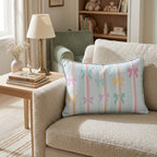 Pastel Bow Stripe Throw Pillow - Hillcroft Home