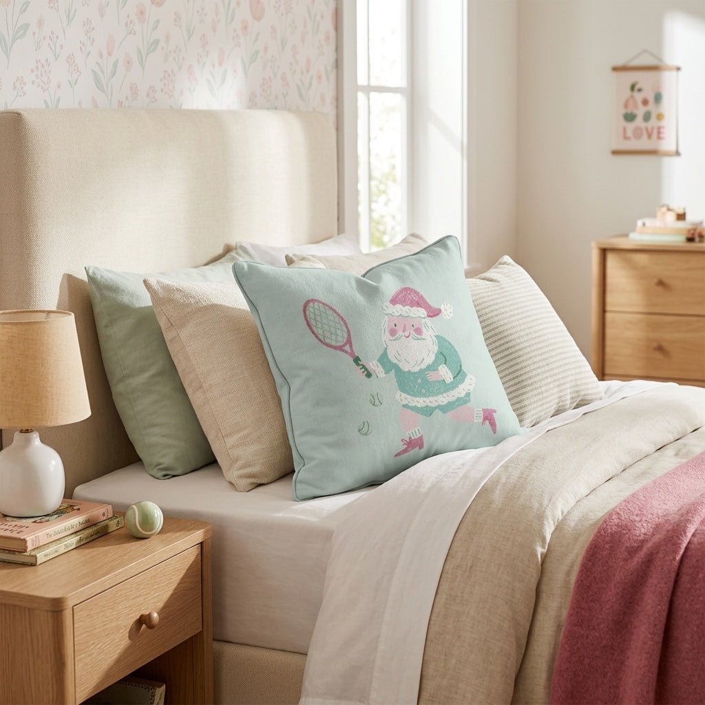 Pastel Court Santa Throw Pillow - Hillcroft Home