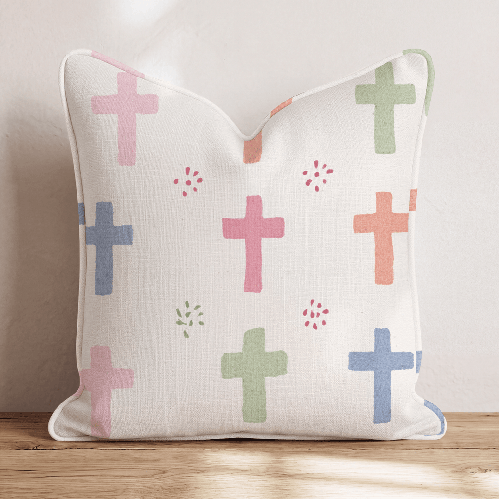 Pastel Crosses Throw Pillow - Hillcroft Home