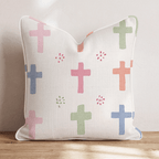 Pastel Crosses Throw Pillow - Hillcroft Home