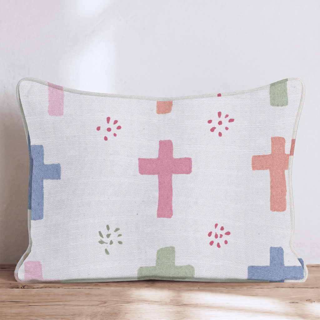 Pastel Crosses Throw Pillow - Hillcroft Home