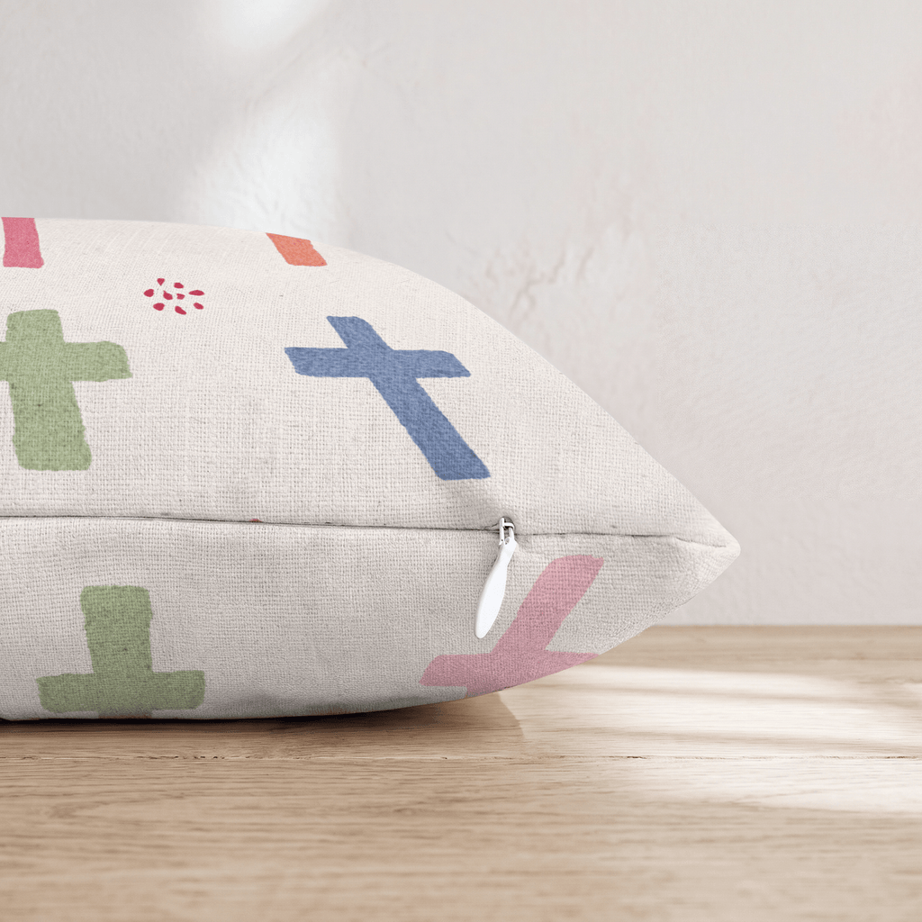 Pastel Crosses Throw Pillow - Hillcroft Home