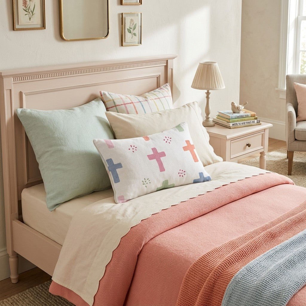 Pastel Crosses Throw Pillow - Hillcroft Home