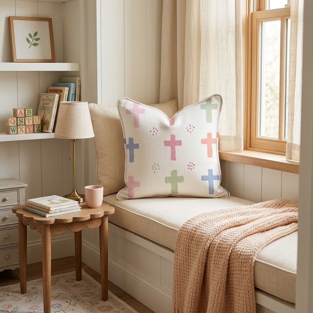 Pastel Crosses Throw Pillow - Hillcroft Home