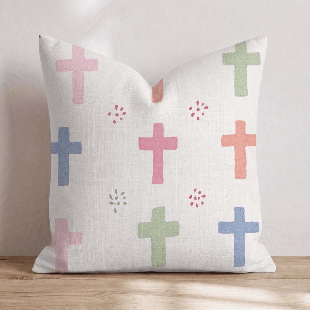 Pastel Crosses Throw Pillow - Hillcroft Home