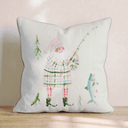 Pastel Fishing Santa Throw Pillow - Hillcroft Home