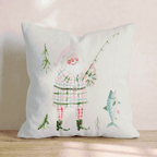 Pastel Fishing Santa Throw Pillow - Hillcroft Home