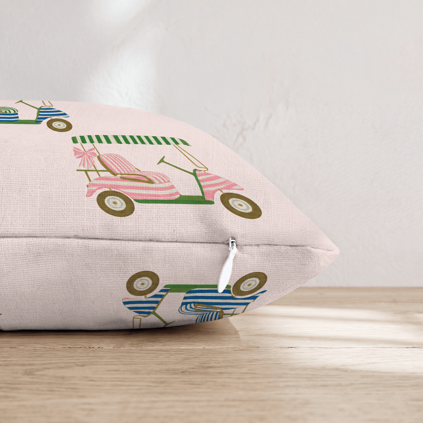 Pastel Golf Carts Throw Pillow - Hillcroft Home
