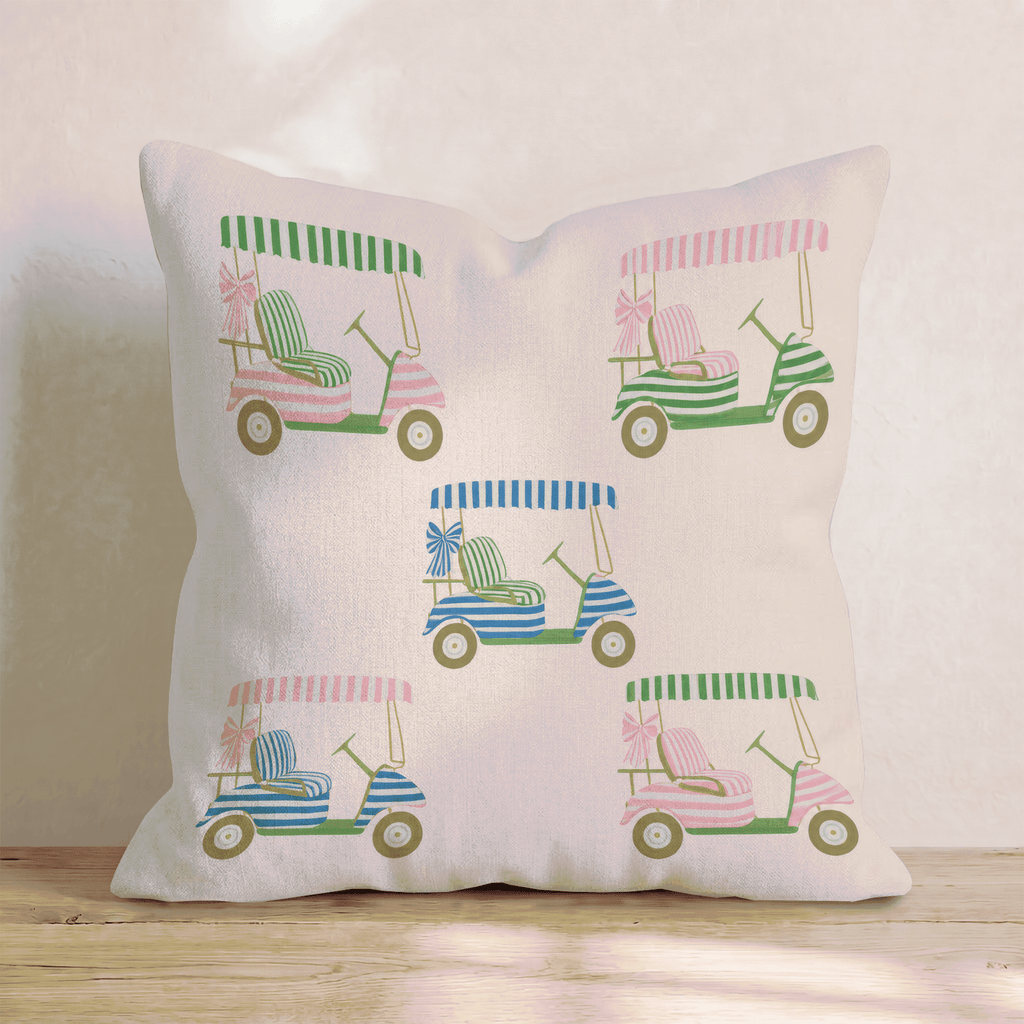 Pastel Golf Carts Throw Pillow - Hillcroft Home